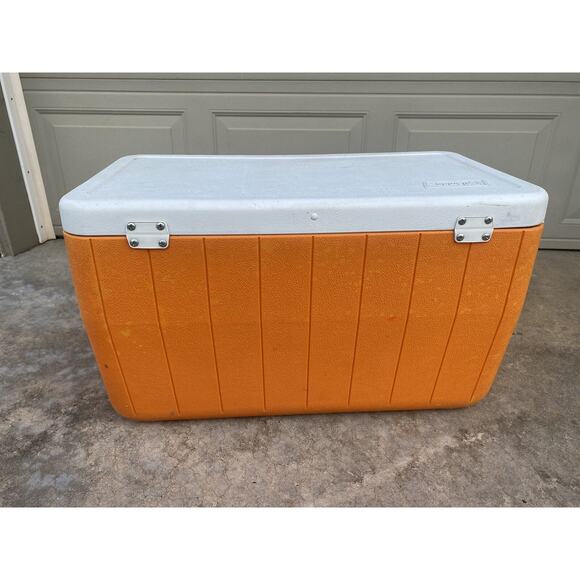 Coleman Fram Cooler Large Ice Chest Orange Handles Boat Tailgate Vintage 5294A - Picture 9 of 15